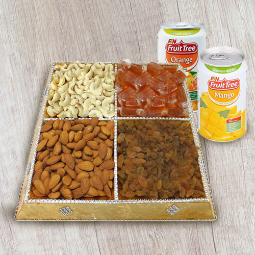 Delicious Dry Fruits Box with Beverages