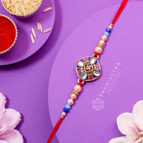 Beautiful Kundan Swastik Rakhi