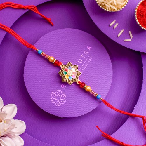 Arresting Meenakari Floral Rakhi