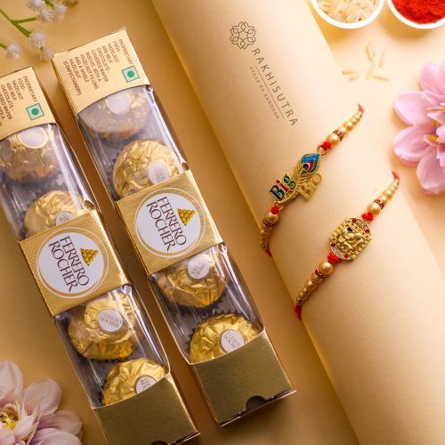 Auspicious Rakhi Set N Rocher Combo