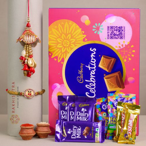 Pretty Bhai Bhabhi Rakhi N Cadbury Celebrations Combo