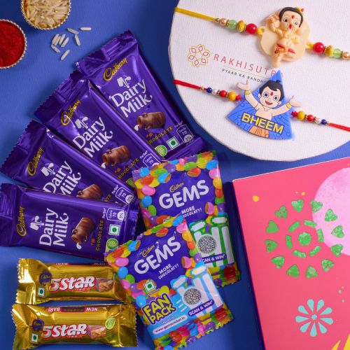 Stunning Kids Rakhi Set N Chocolaty Combo