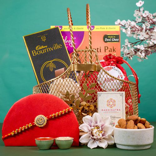 Elegant Rakhi Celebration Set with Chocolates n Nuts