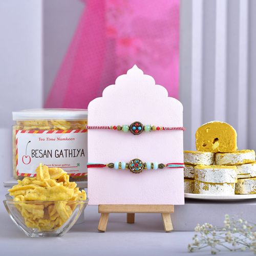 Elegant Rakhi Set N Snack Combo